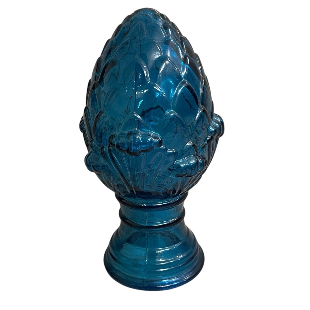 Blue Glass Artichoke Unbranded  Classic Decor Glass EUC‎ Decorative